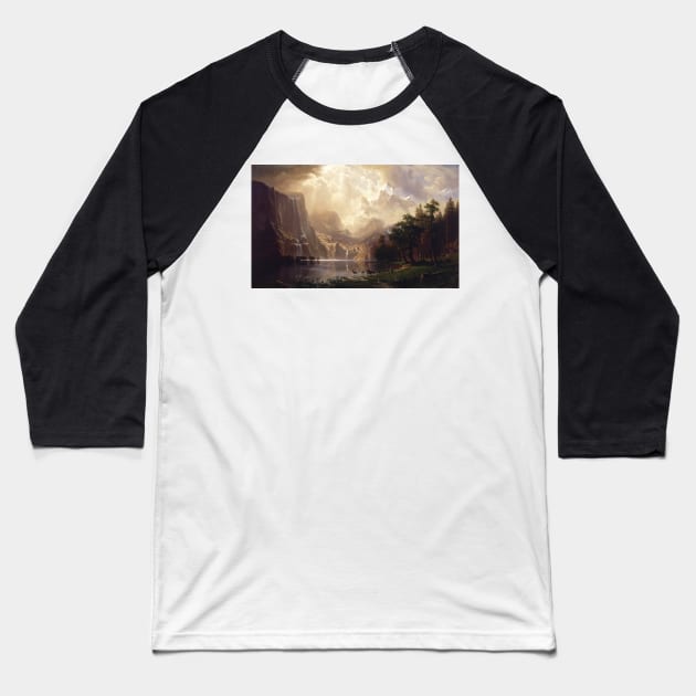 Among the Sierra Nevada, California by Albert Bierstadt Baseball T-Shirt by Classic Art Stall